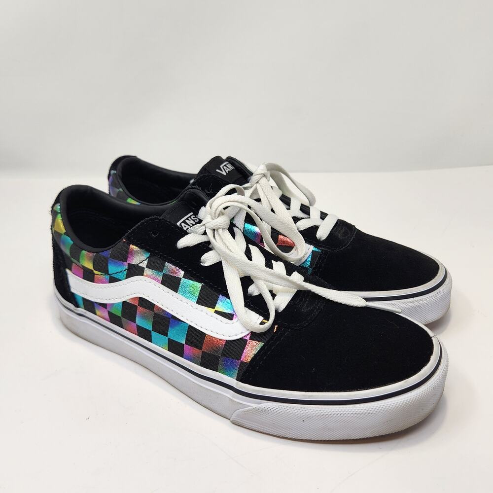 Vans Womens Ward Iridescent Check Low Top Skate Shoes Size 9 Metallic Rainbow